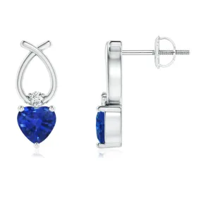 1 CT. Heart-Shaped Lab Grown Sapphire Stud Earrings