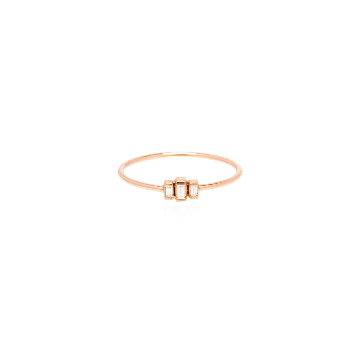 14k 3 Stepped Baguette Diamond Ring