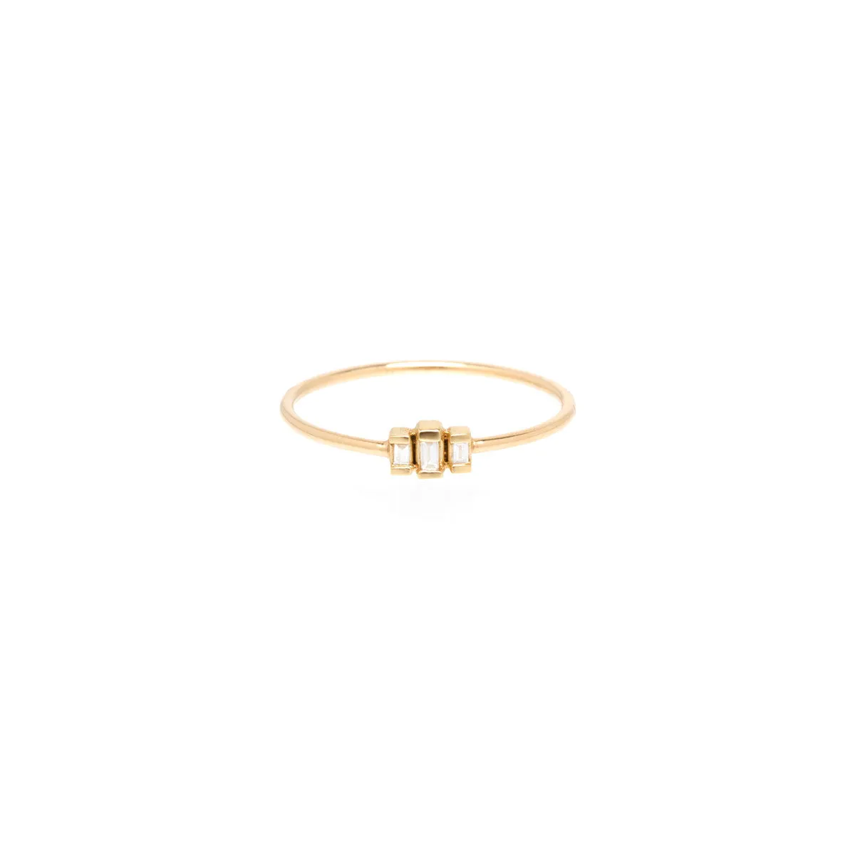 14k 3 Stepped Baguette Diamond Ring