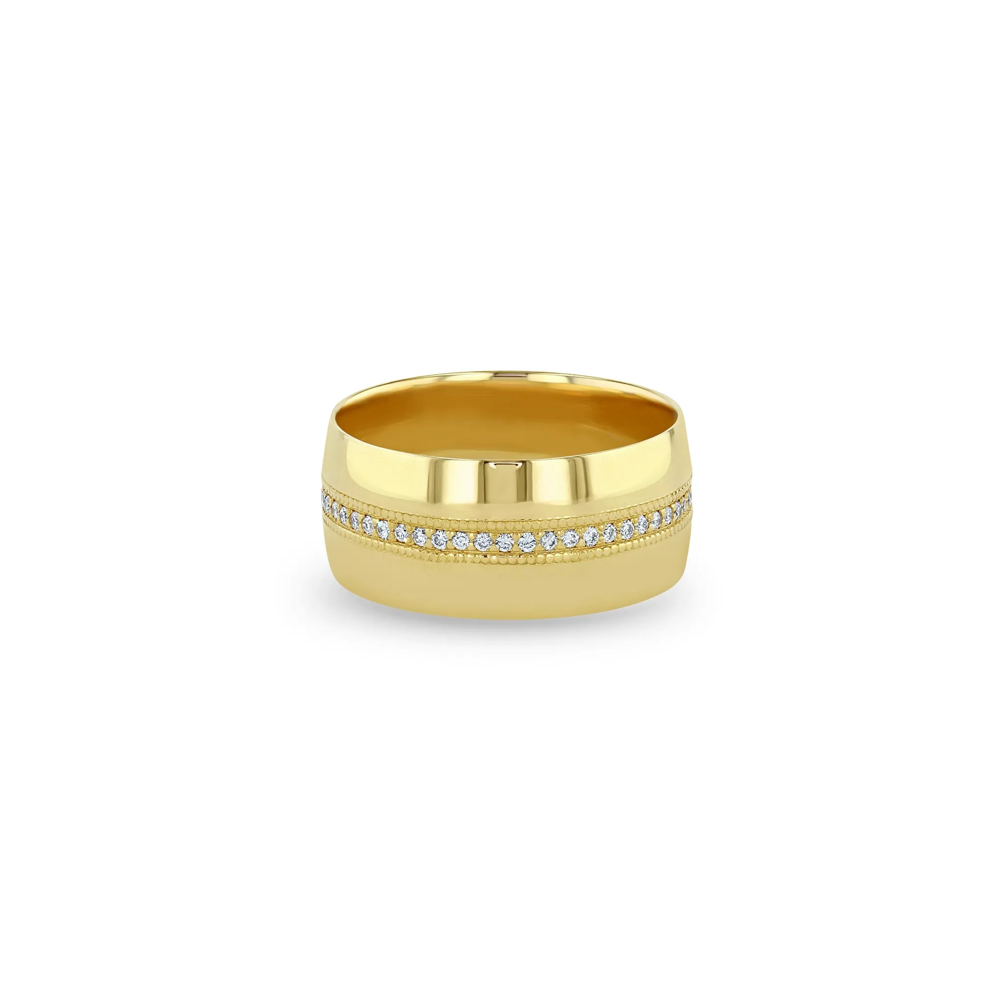 14k Pavé Diamond Line Wide Cigar Band