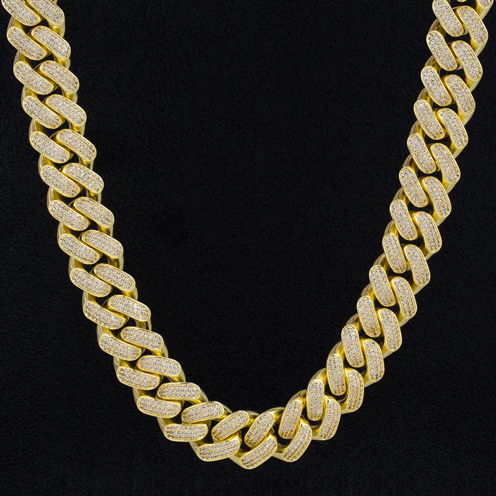 18mm Iced Out Diamond Cuban Link Chain in 14K Gold KRKC