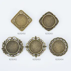 20mm Alloy brooch setting Brooch Pin Classic Style Brooch Round Cabochon Base Setting Antique Bronze 10pcs 102924