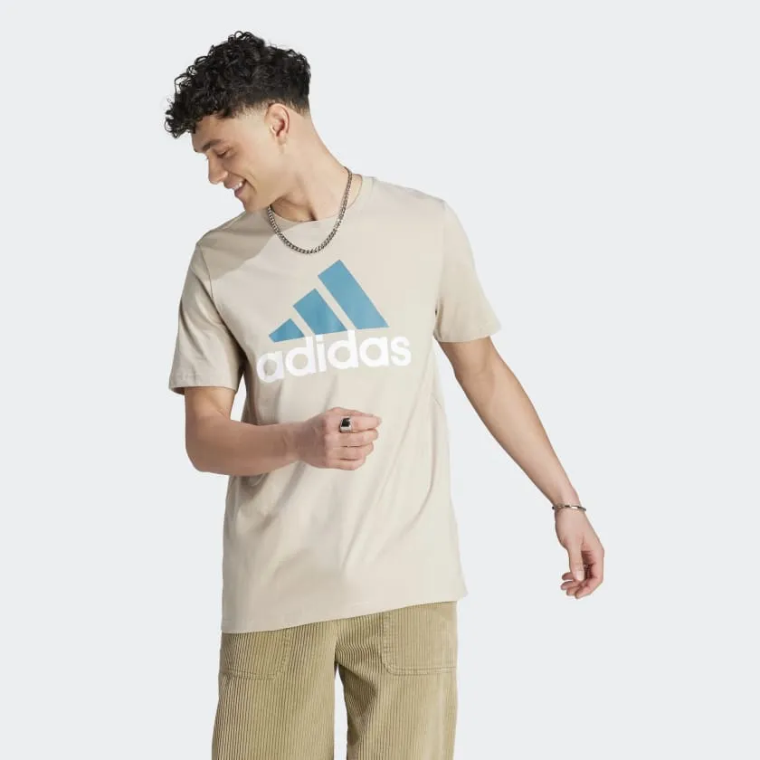 ADIDAS MEN'S ESSENTIALS SINGLE JERSEY BIG LOGO BEIGE TEE