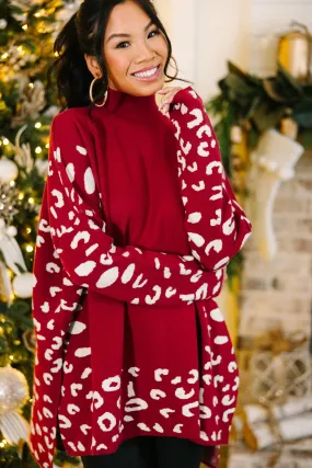 All In Theory Red Leopard Sweater Tunic