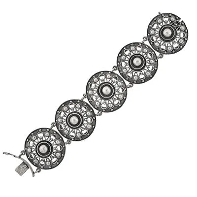 Art Deco Continental Silver Handwrought Link Bracelet