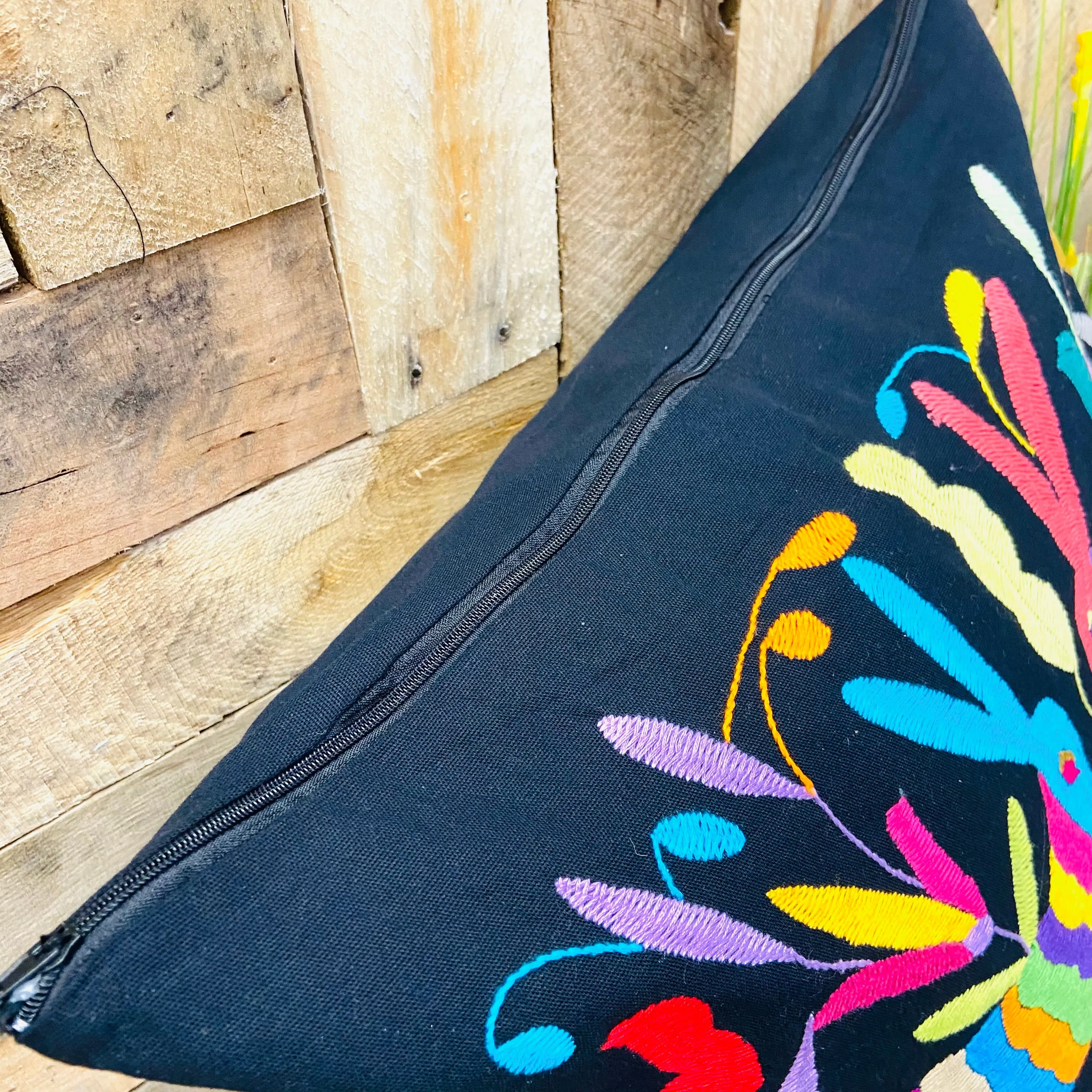 Black Otomi Decorative Pillow Cases - with Zipper