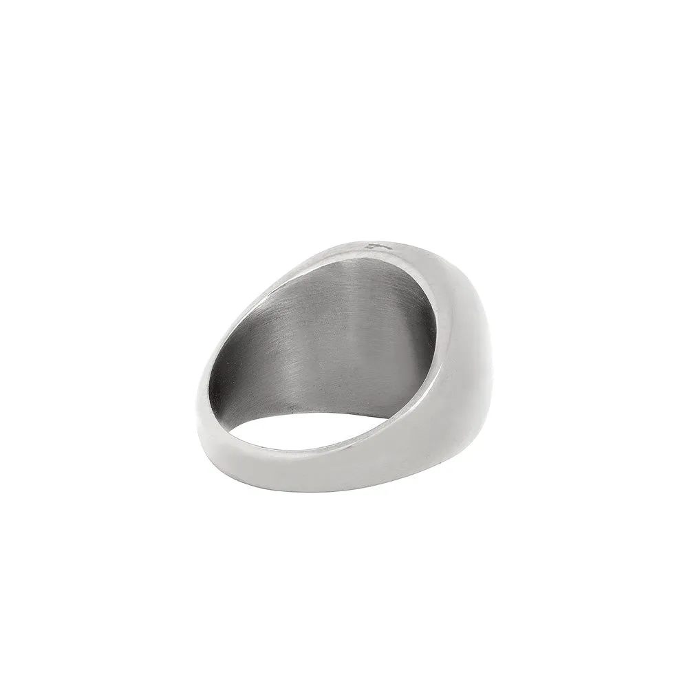 Black Polished Signet Ring - Silver