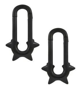 Black PVD Deep Spike Stainless Steel Hinged Ear Weights