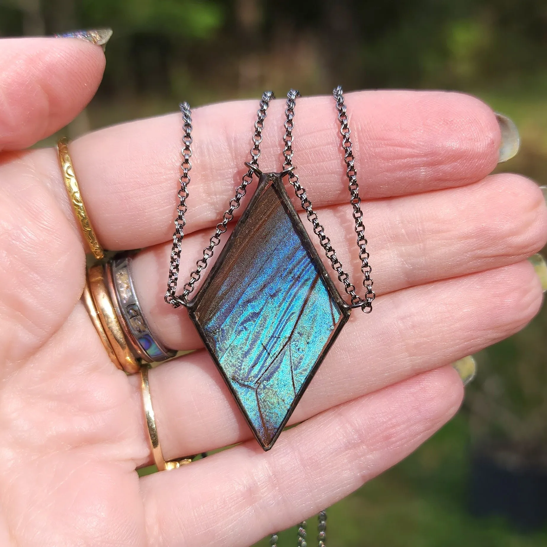 Blue Butterfly Tethered Diamond Necklace