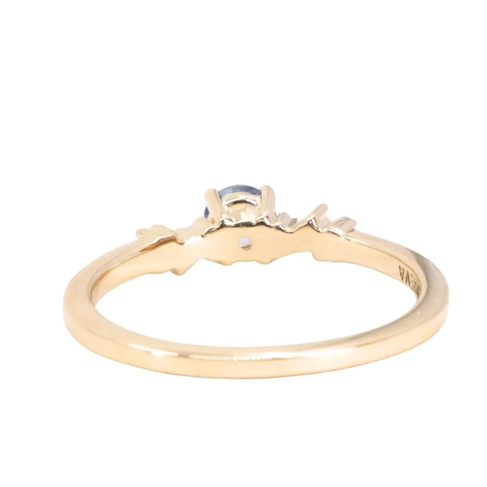 Blue Sapphire and Diamond Micro Starry Night Low Profile Solitaire in 14k Yellow Gold