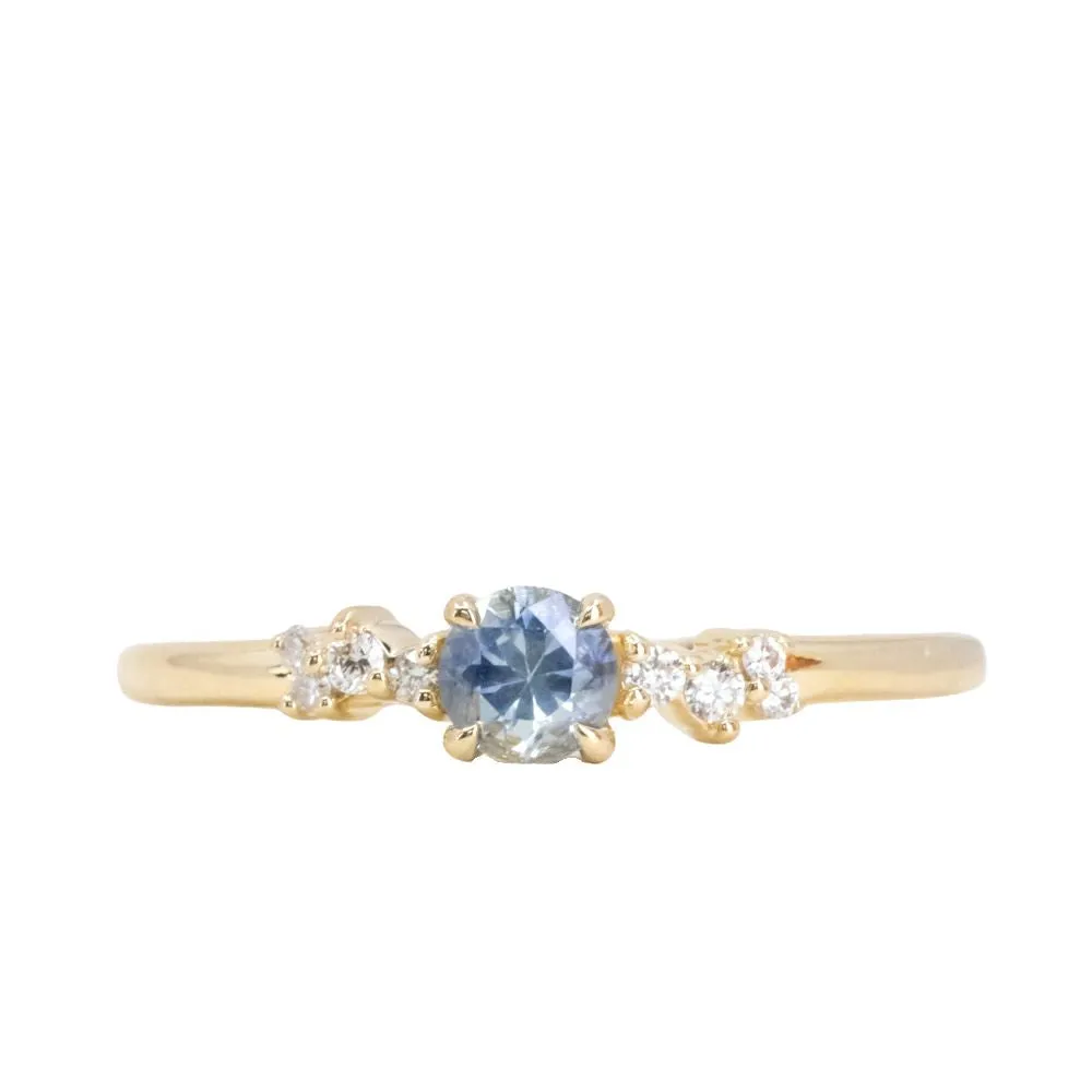 Blue Sapphire and Diamond Micro Starry Night Low Profile Solitaire in 14k Yellow Gold