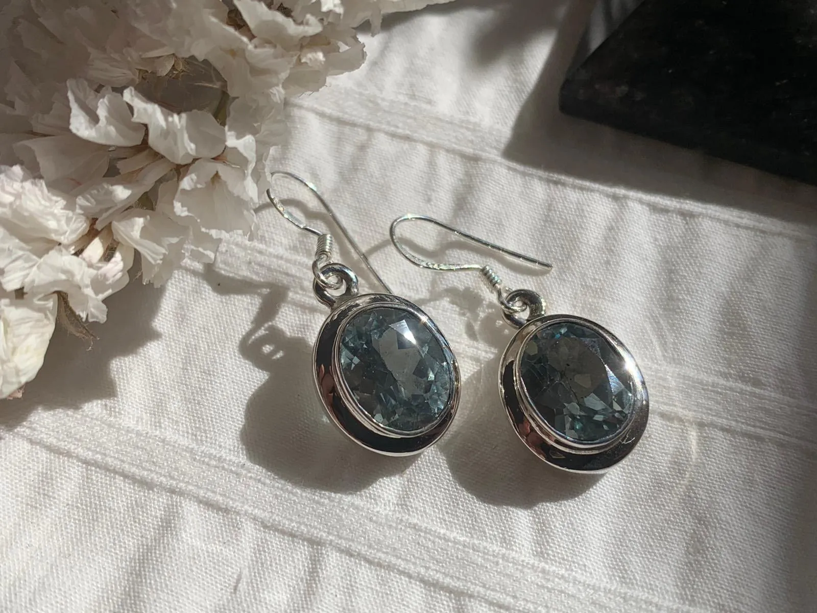 Blue Topaz Ansley Earrings - Oval