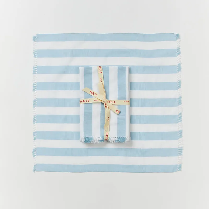 Bonnie & Neil- Woven Stripe Powder Blue Napkins Set of 6