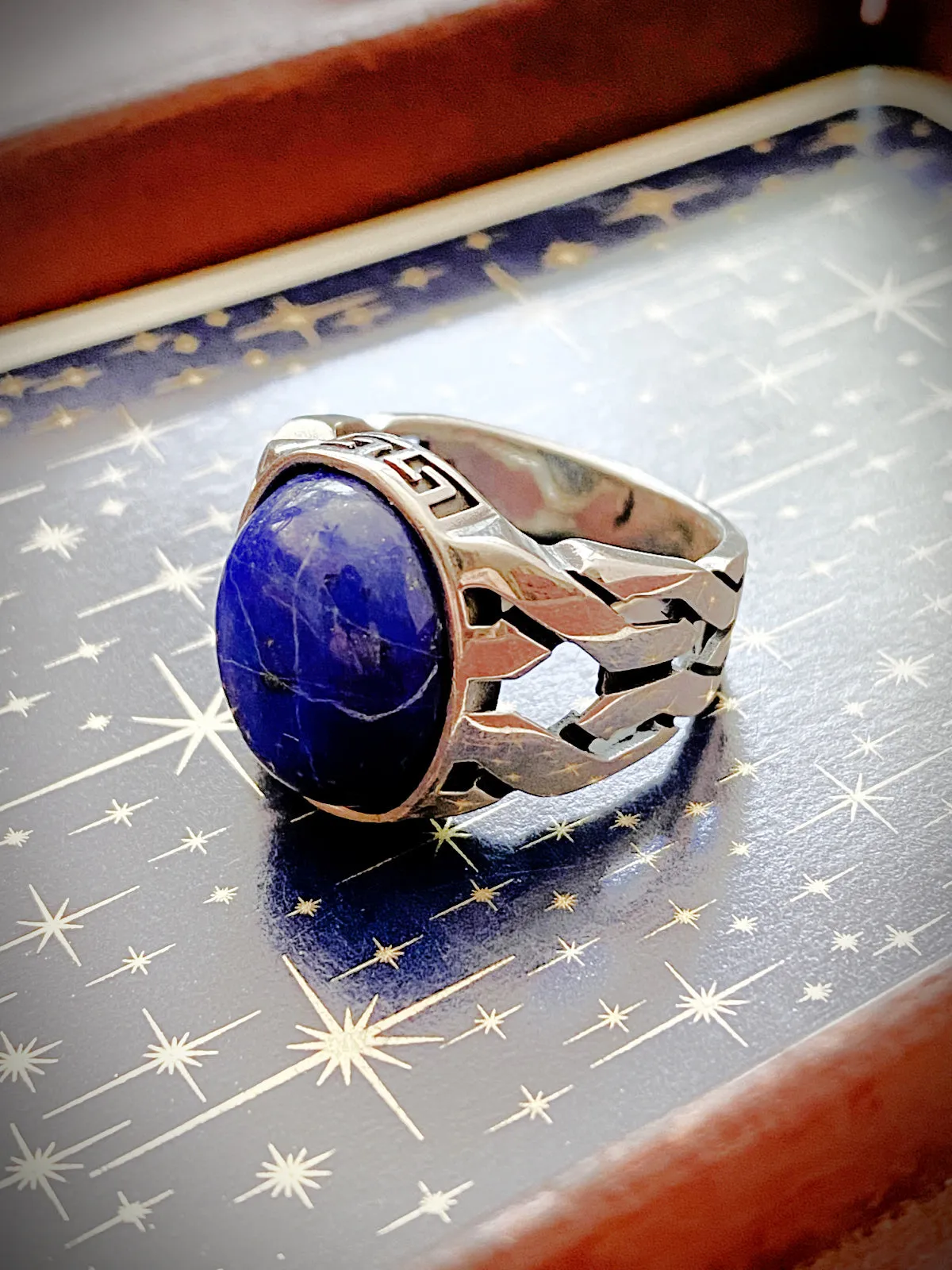 Braided Lapis Cabochon Ring