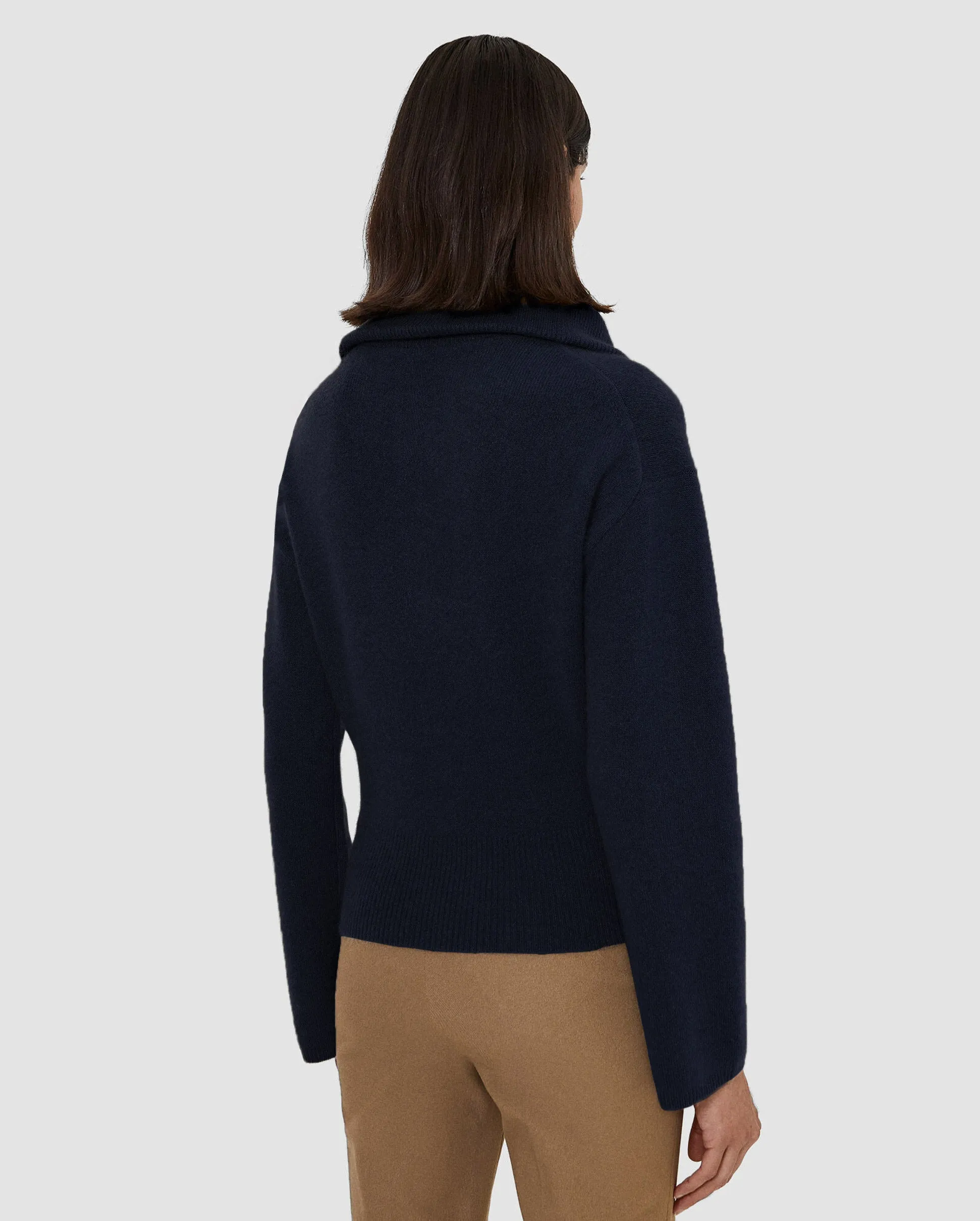 CASHMERE HALF ZIP / NAVY