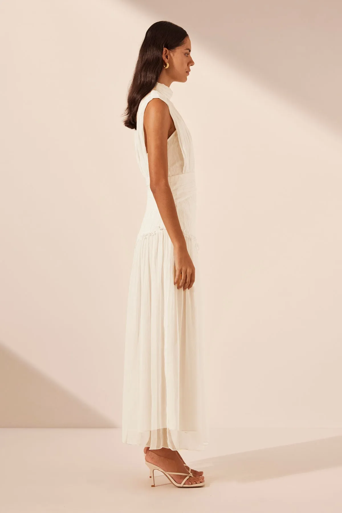 CLEMENCE HIGH NECK MAXI DRESS - IVORY