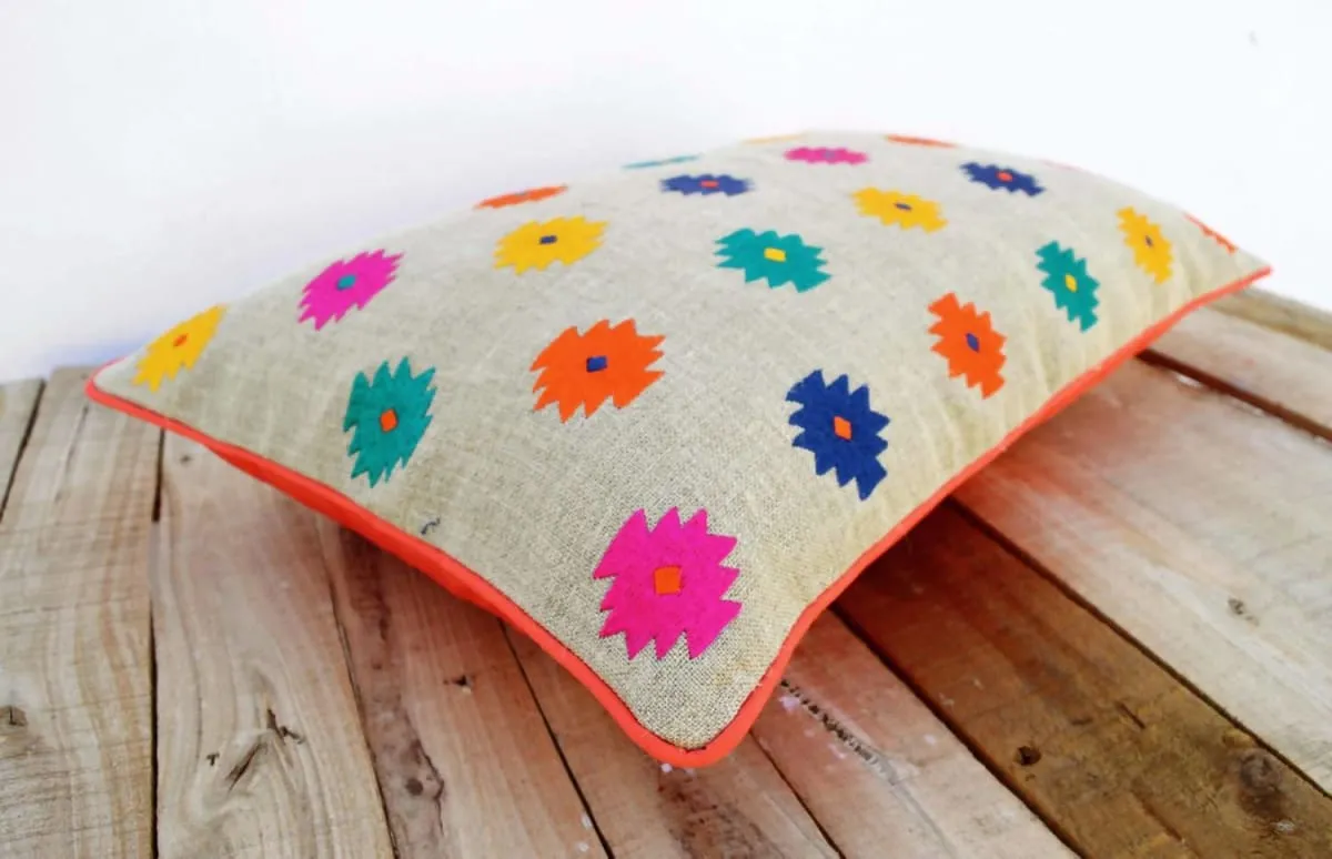 Colorful bohemian style linen pillow cover, embroidered moroccan pillow case, tribal indian cushion cover, peruvian, aztec pillow, ethnic