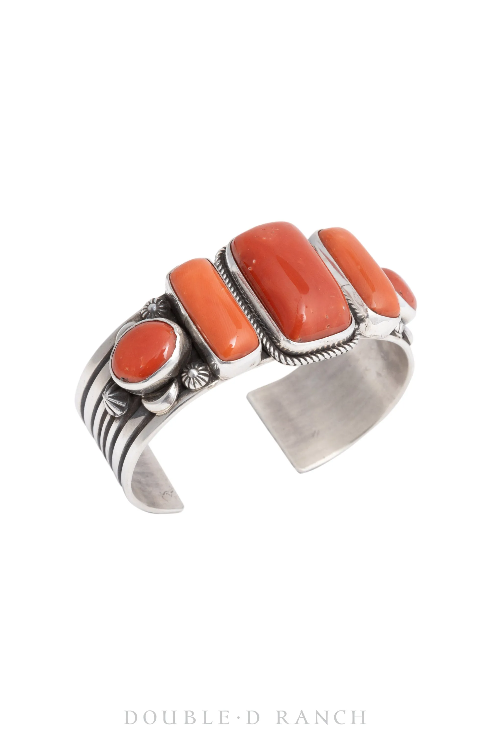 Cuff, Natural Stone, Coral, 5 Stones, Hallmark, Contemporary, 3449