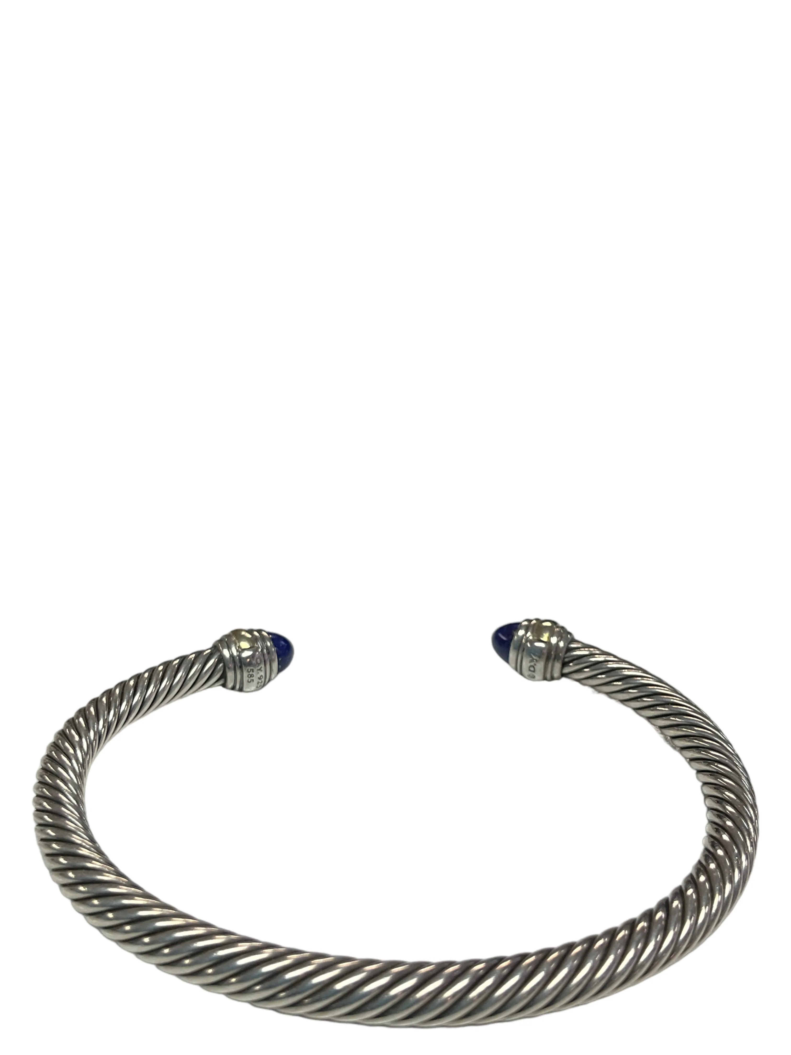 David Yurman Sterling Silver Cable Bracelet With 18K Gold And Blue Lapis