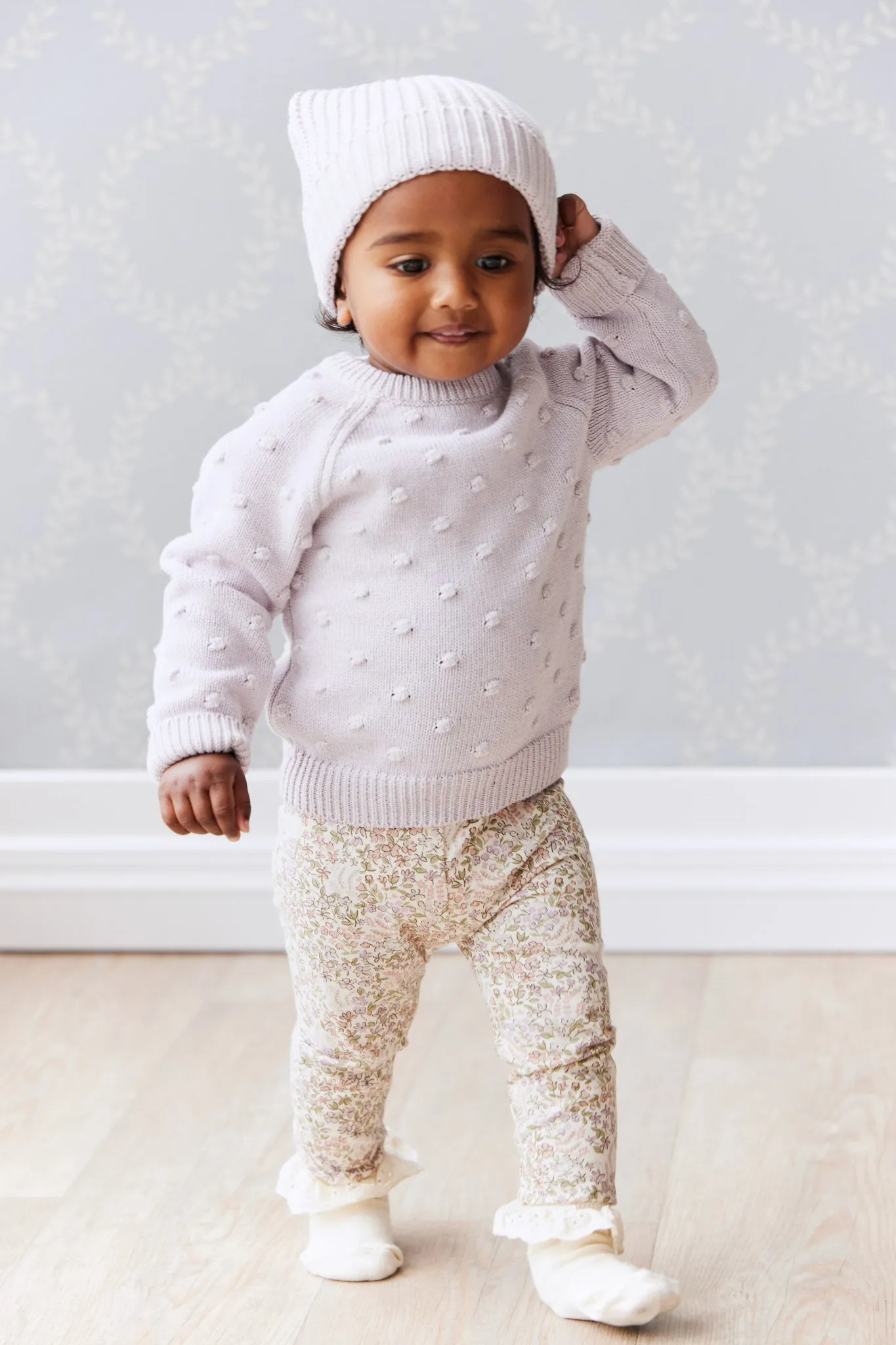 Dotty Knit Jumper - Pale Lilac Marle