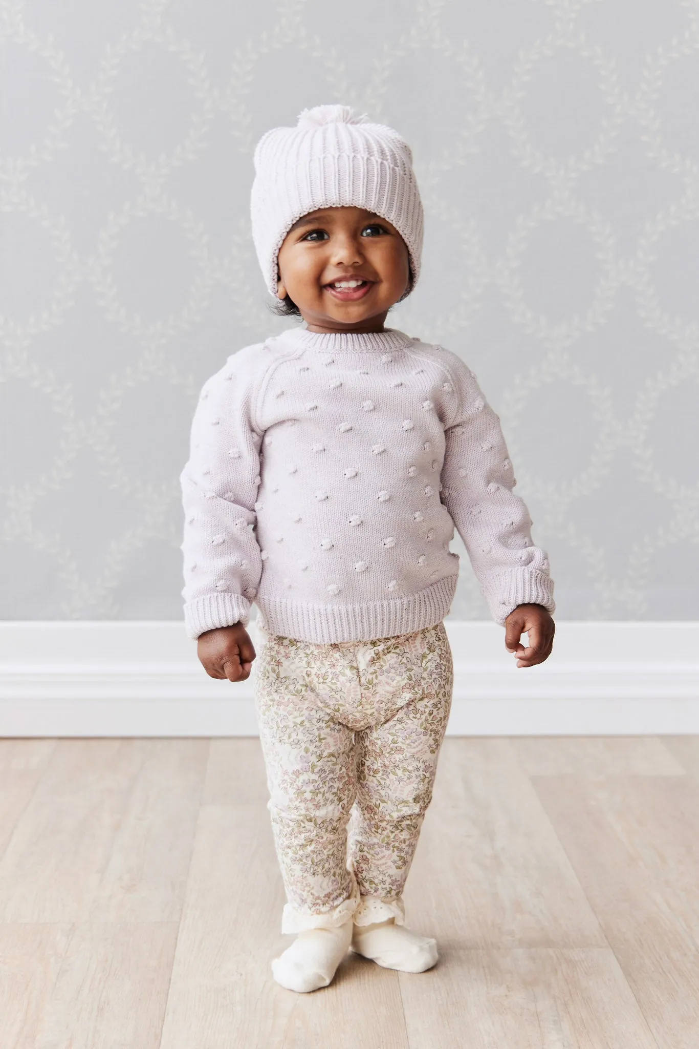 Dotty Knit Jumper - Pale Lilac Marle