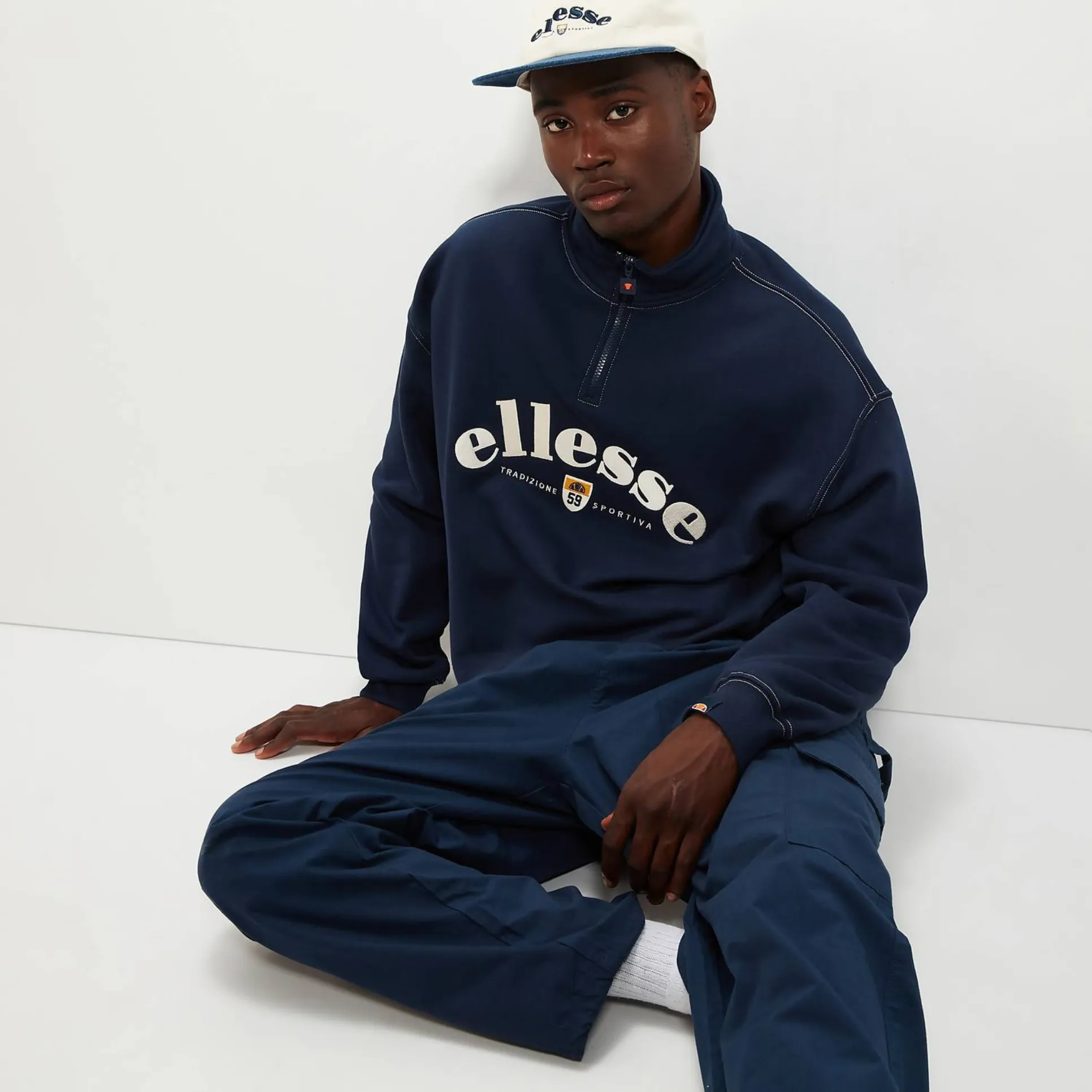 Ellesse Roane 1/4 Zip Top Navy