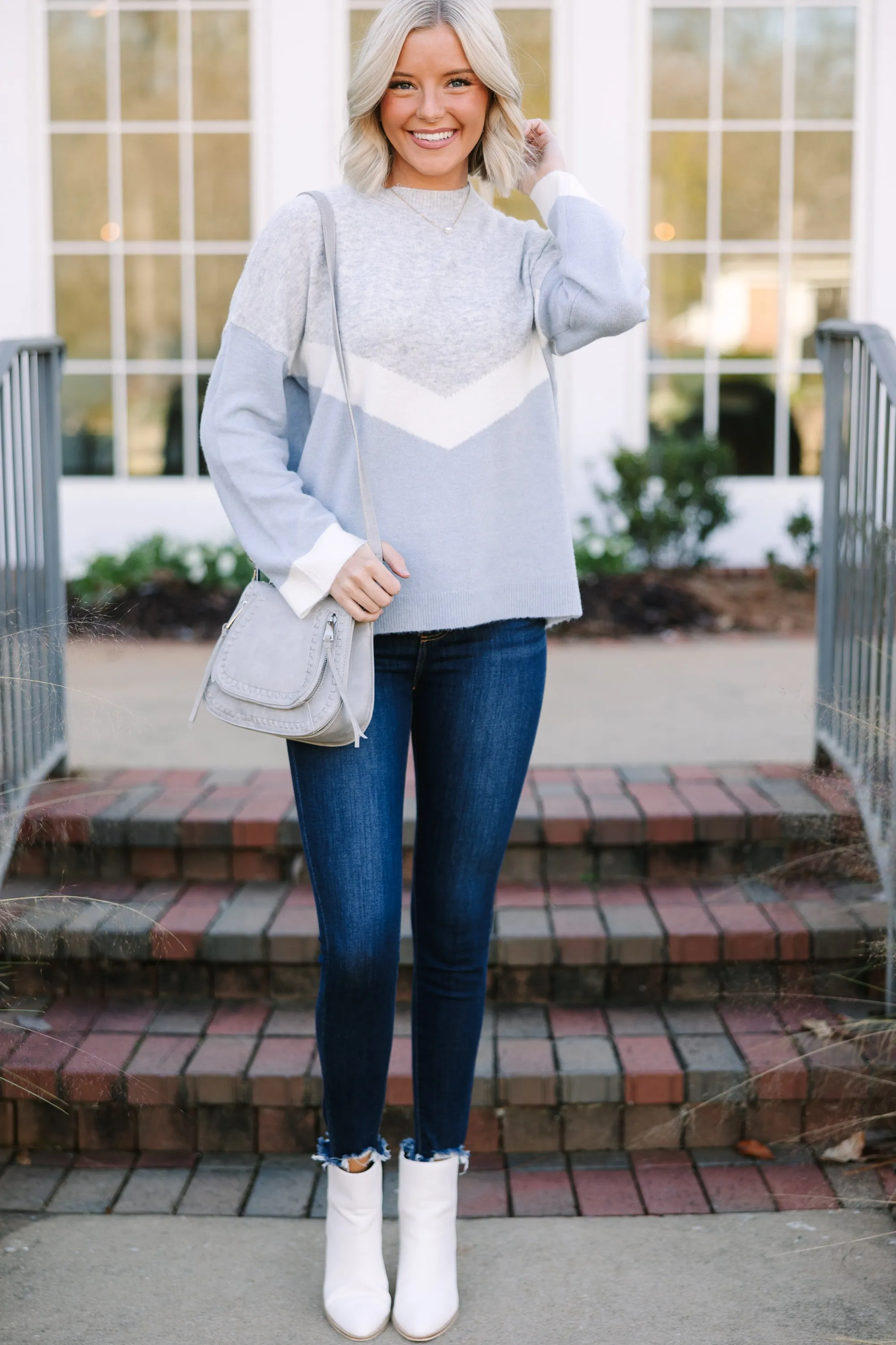 Finally Found You Gray & Blue Colorblock Sweater