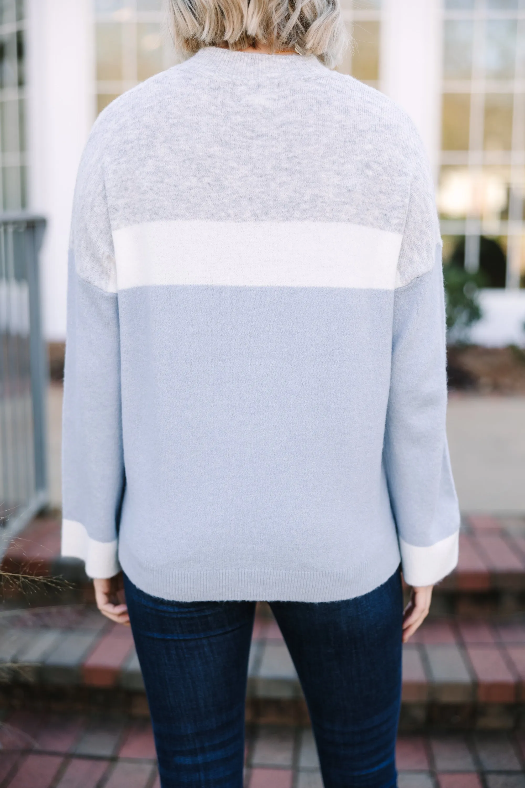 Finally Found You Gray & Blue Colorblock Sweater