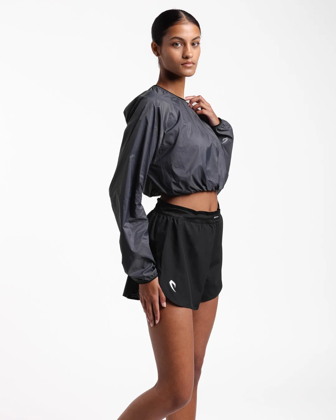 Genaro Cropped Windbreaker Crew - Charcoal