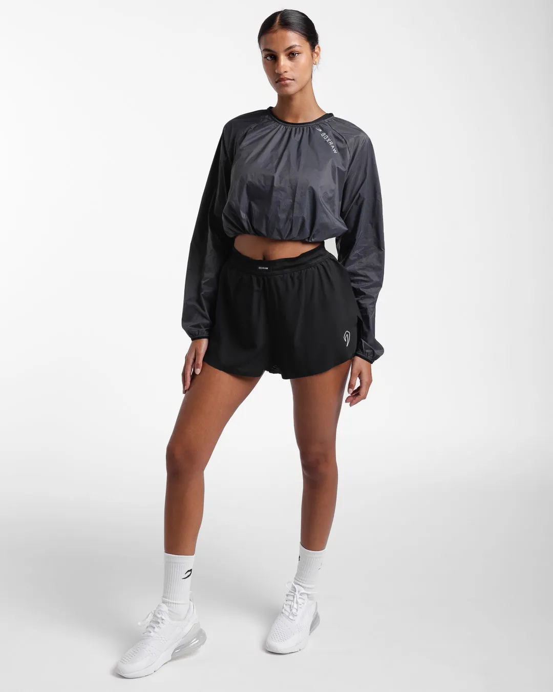 Genaro Cropped Windbreaker Crew - Charcoal