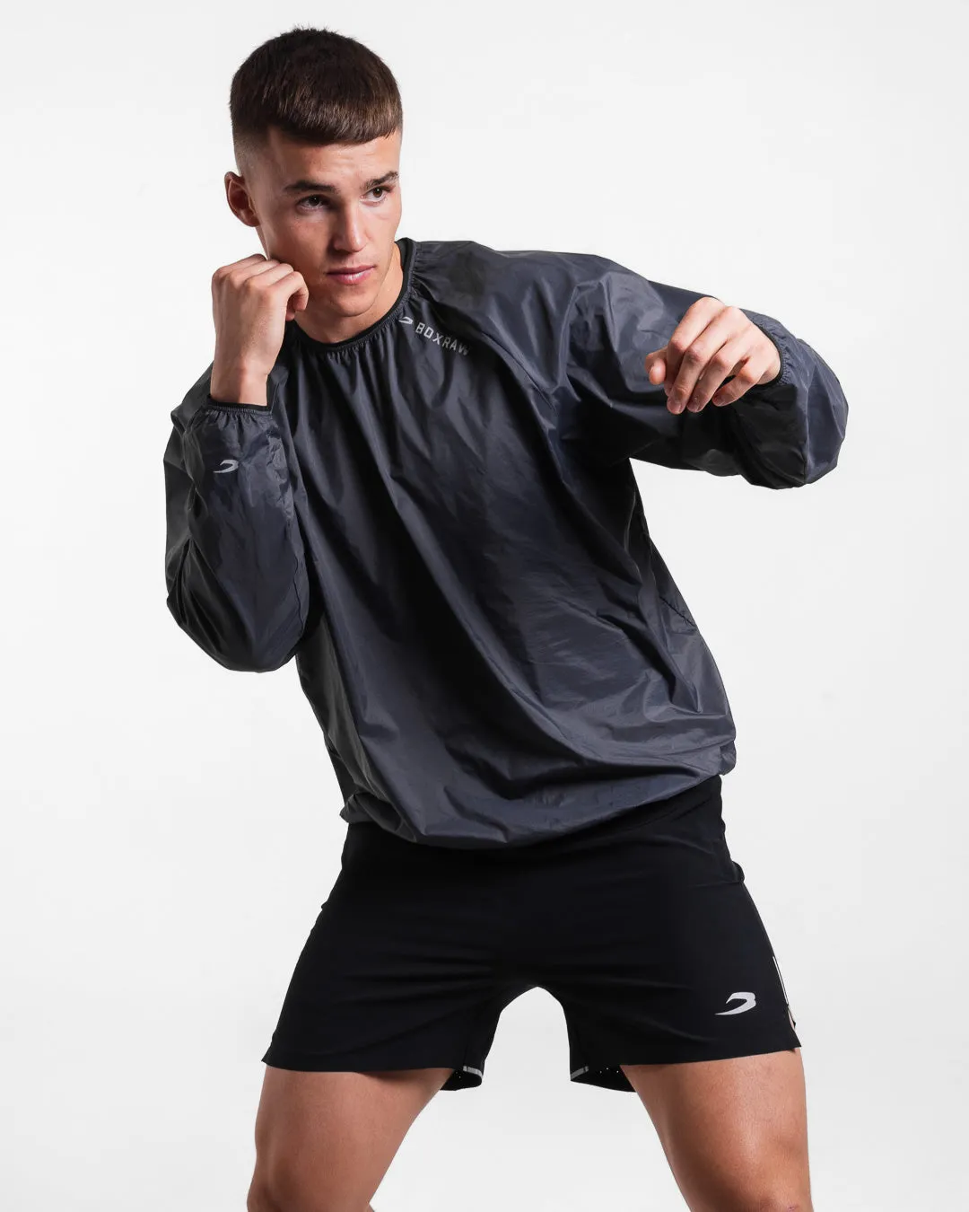 Genaro Oversized Windbreaker Crew - Charcoal