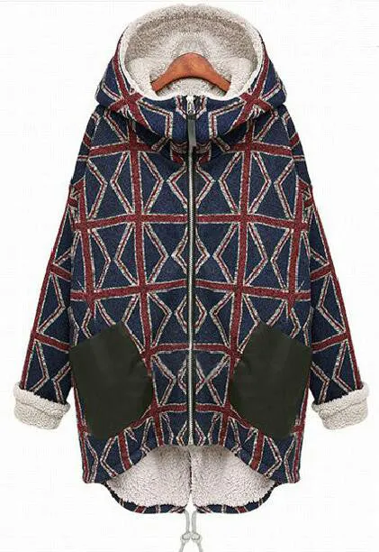 Geometric Patterns Hooded Coat