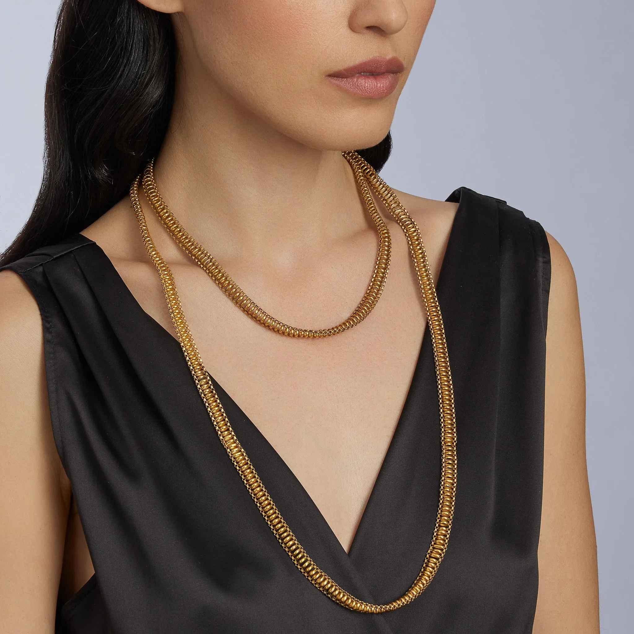 Georgian Long Chain 18K Gold Necklace