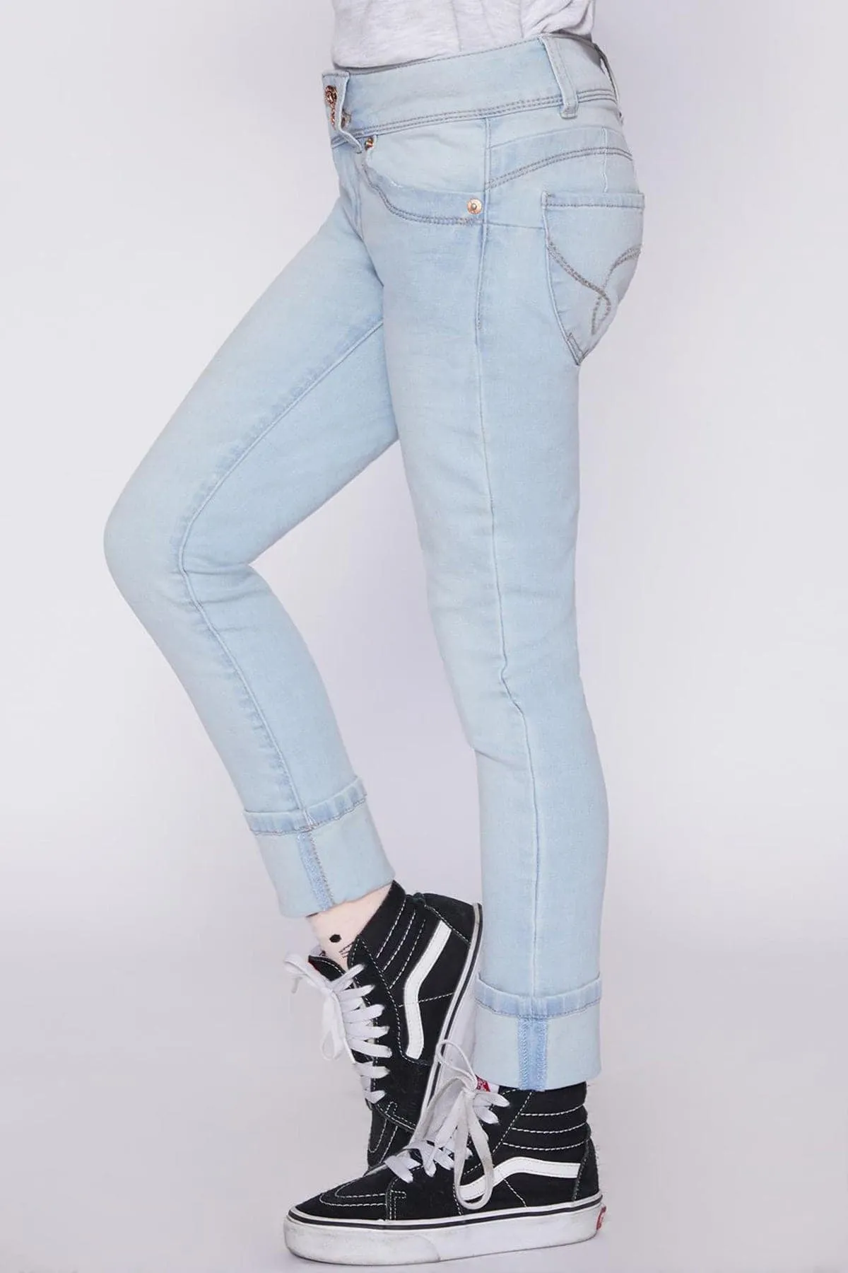 Girls WannaBettaFit Wide Cuff Skinny Jeans