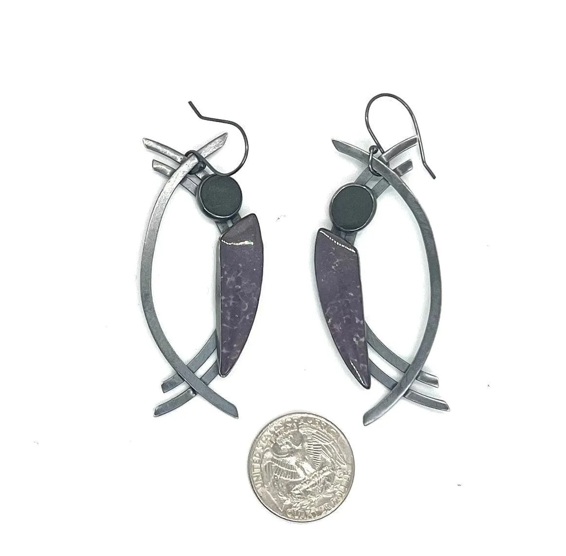 Grape Agate Rock Earrings