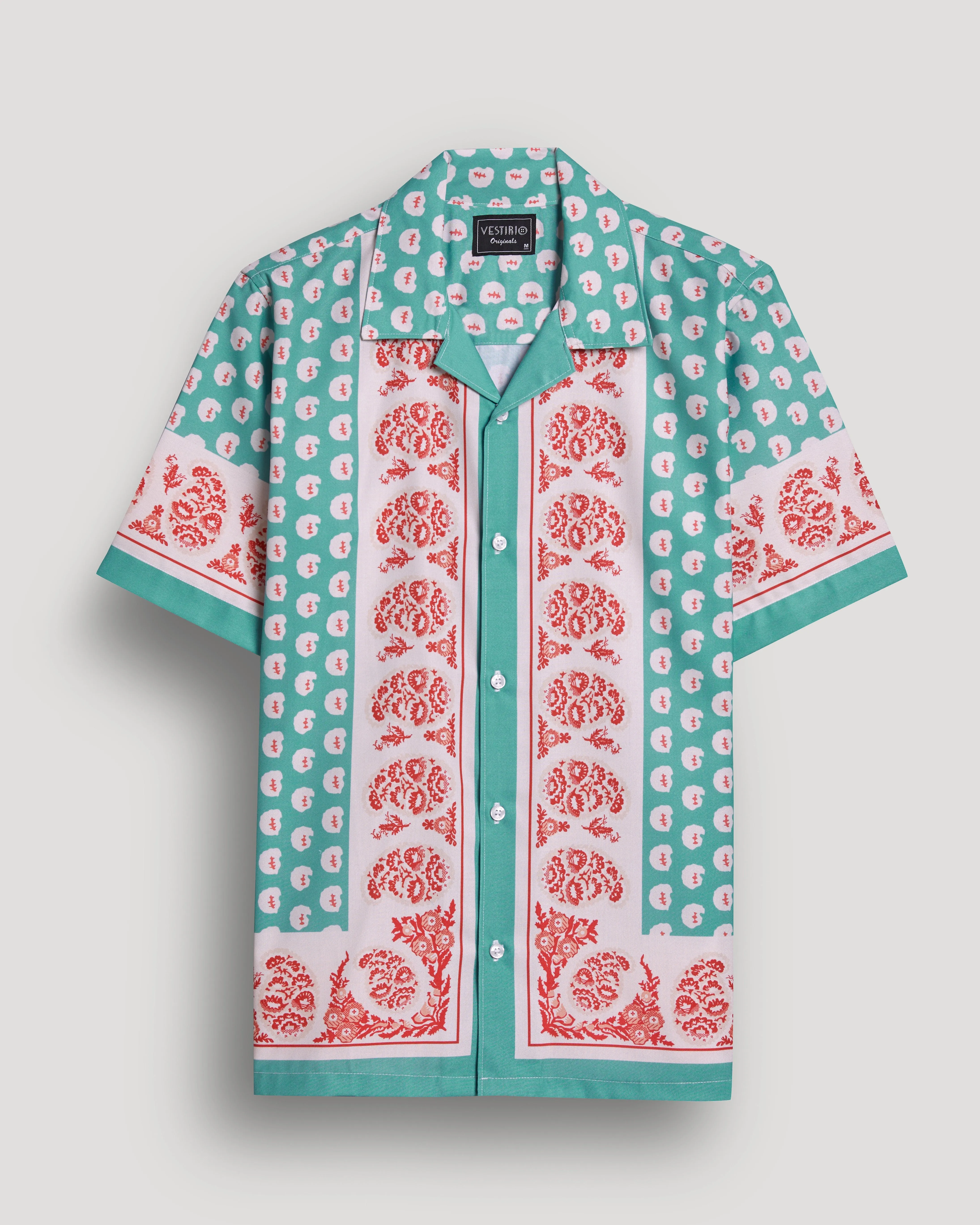 Green paisley frame printed half sleeve shirt