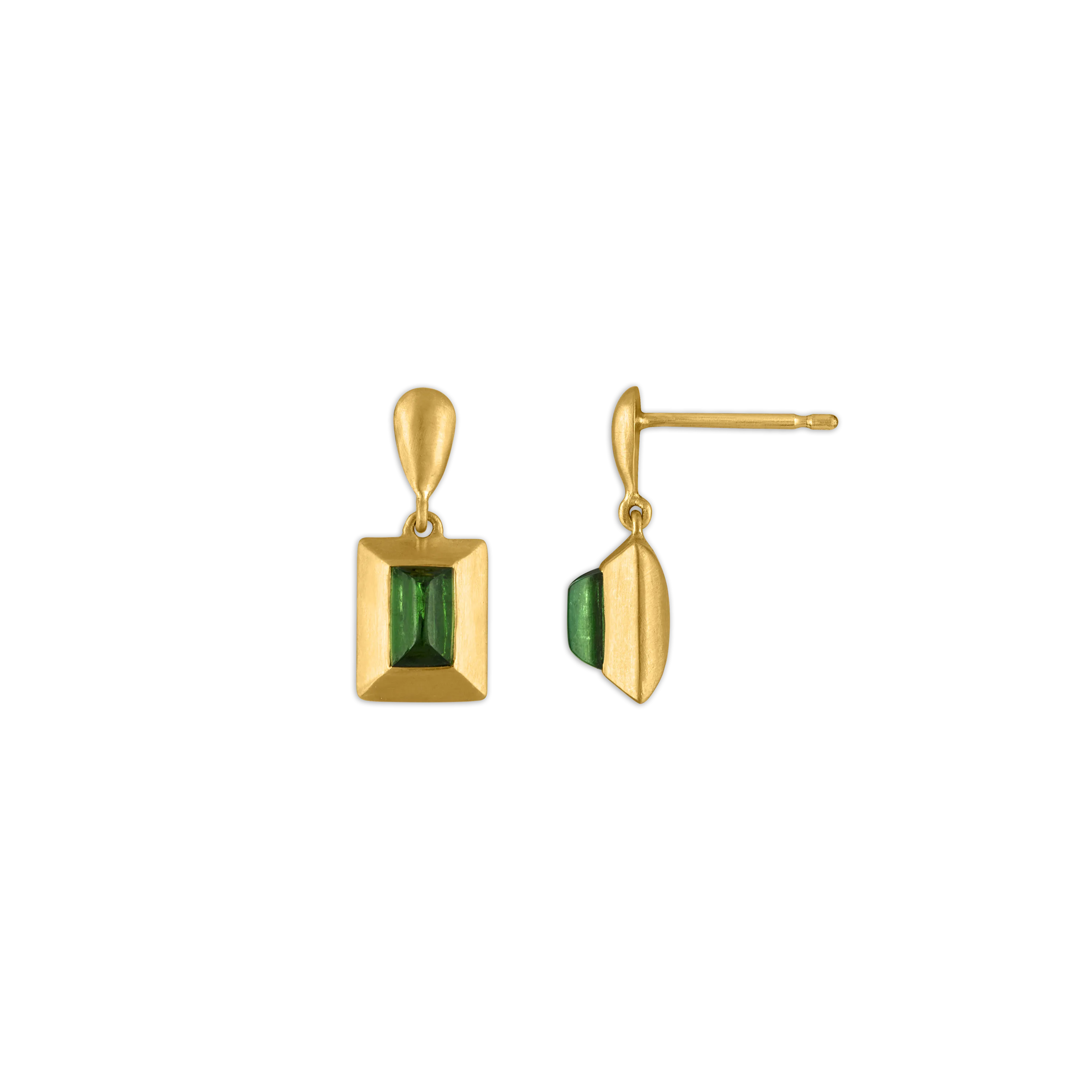 Green Tourmaline Capsa Drop Earrings