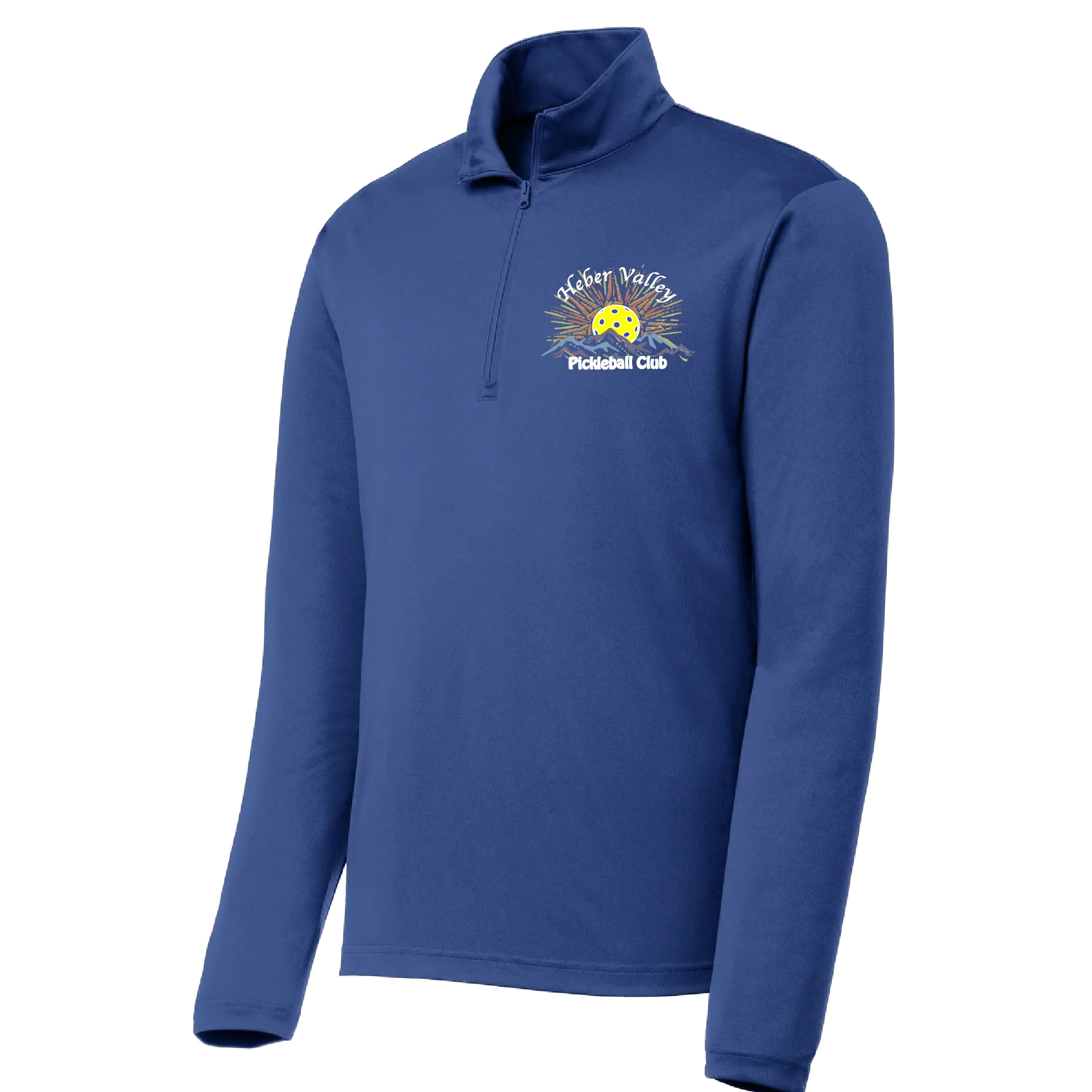 Heber Valley Pickleball Club (Customizable) | Men's 1/4 Zip Long Sleeve Pullover Athletic Shirt | 100% Polyester