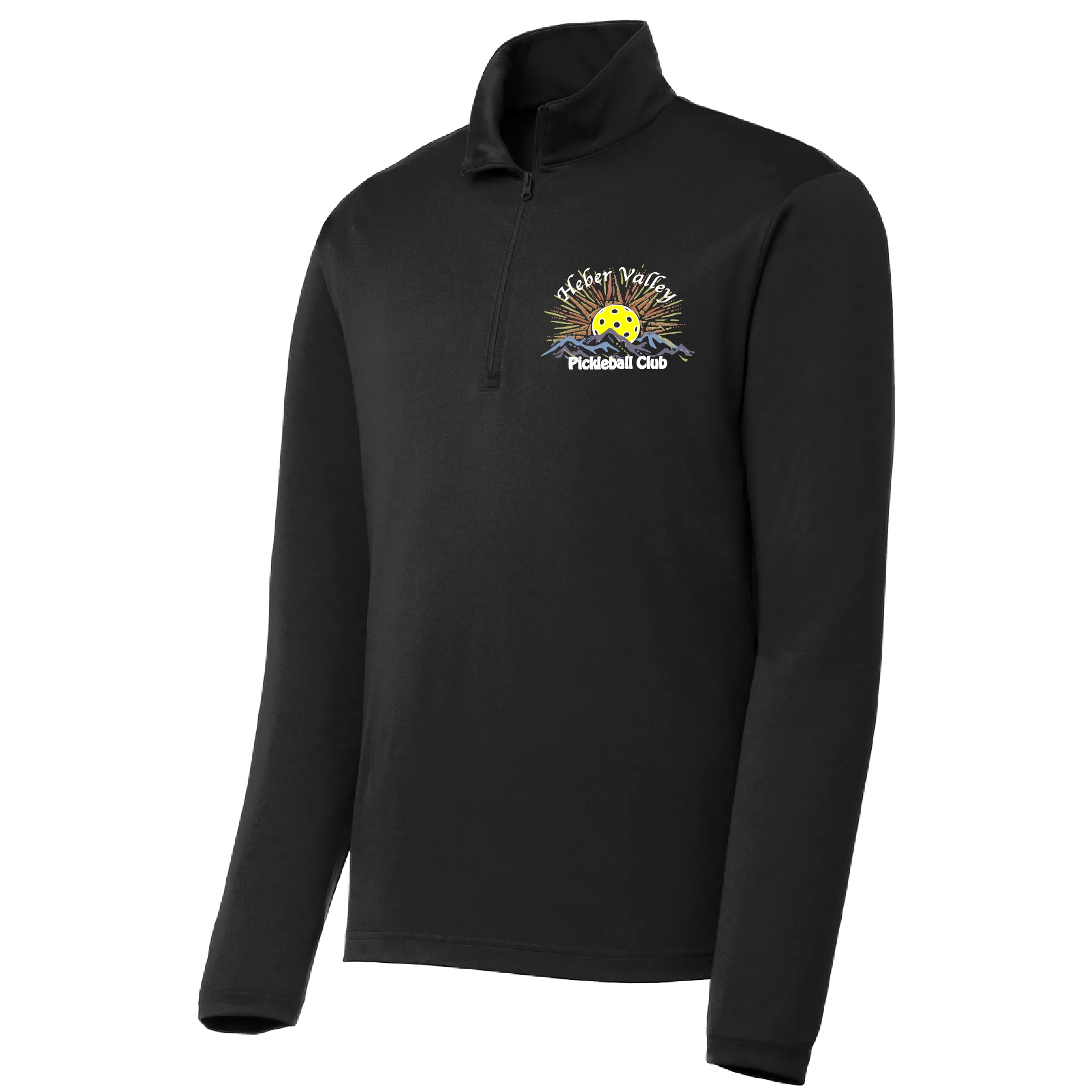 Heber Valley Pickleball Club (Customizable) | Men's 1/4 Zip Long Sleeve Pullover Athletic Shirt | 100% Polyester