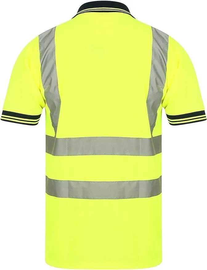 Hi Vis Visibility Polo T-Shirt Safety Reflective Tape PPE