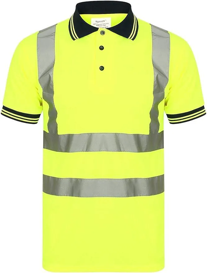 Hi Vis Visibility Polo T-Shirt Safety Reflective Tape PPE