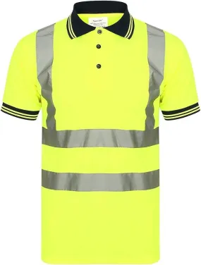 Hi Vis Visibility Polo T-Shirt Safety Reflective Tape PPE