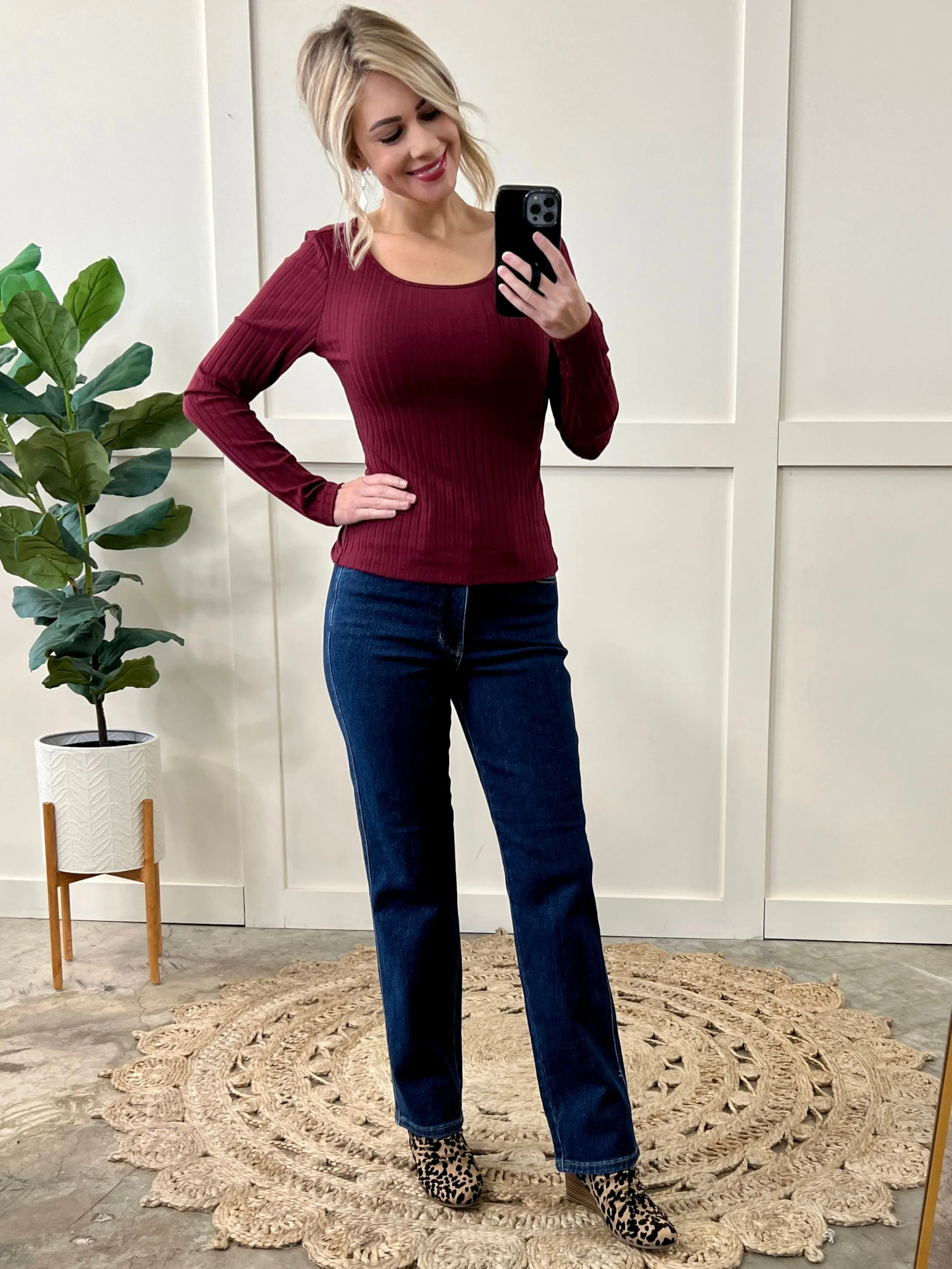 High Waisted Tummy Control Straight Leg Judy Blue Jeans