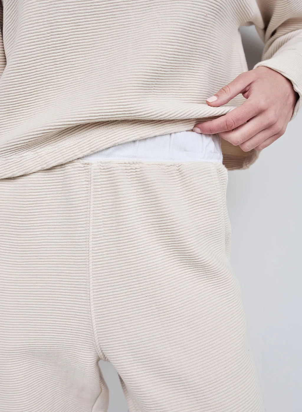 Horizontal Rib Sweatpant in Cream