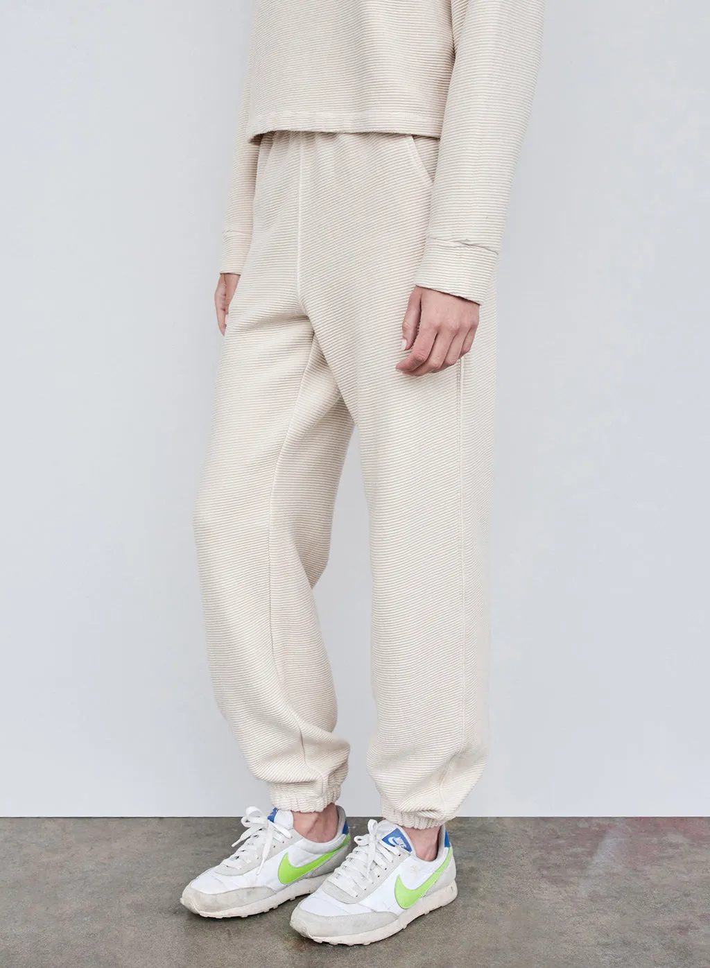 Horizontal Rib Sweatpant in Cream