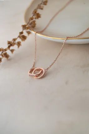 Interlinked With A Spark Rose Gold Plated Sterling Silver Chain Necklace