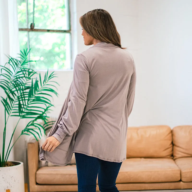 Julie Buttery Soft Open Front Cardigan - Taupe FINAL SALE