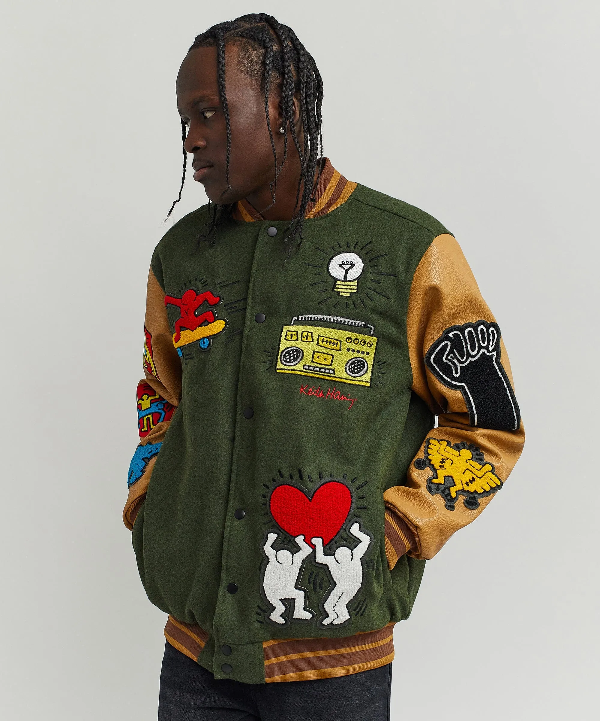 Keith Haring Holding Hands Varsity Jacket