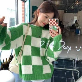 Knitted Checkered Sweater