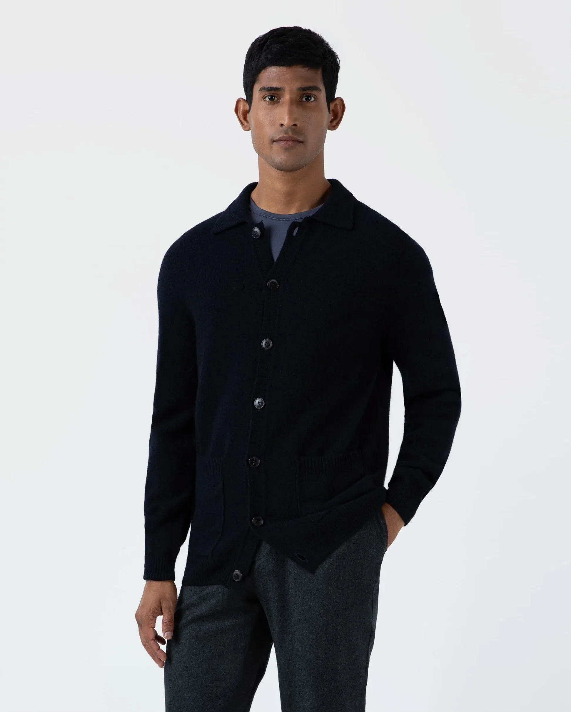 LAMBSWOOL JACKET / DARK NAVY MOULINE